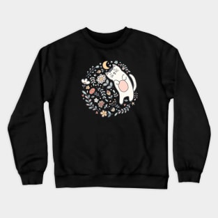 A Seriously Sleepy Kitty Cat Snoozing Under The Stars Crewneck Sweatshirt